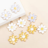 Daisy Flower Pendant Charm Jewelry Enamel Pendants Keychain Necklace