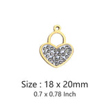 5Pcs Stainless Steel Rhinestone Heart Pendant DIY Jewelry Making Charms