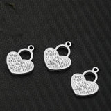 5Pcs Stainless Steel Rhinestone Heart Pendant DIY Jewelry Making Charms