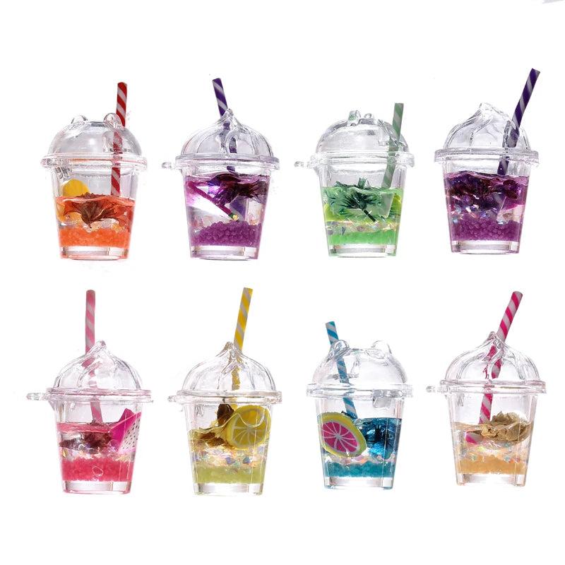 10pcs Mixed Fruit Juice Lemon Drink Cup Charms Pendant Earrings Keychain