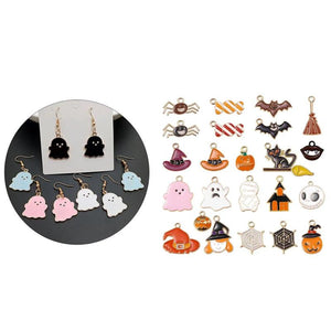 23Pcs Mixed Halloween Metal Enamel Charm for Jewelry Making Supplies