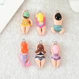 18 Pcs Swimming Man Resin Charms for Necklace Keychain DIY Making