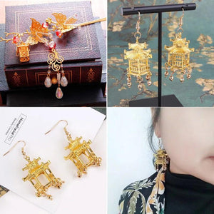 10Pcs 3D Chinese Architecture Alloy Charms Jewelry Making DIY Finding