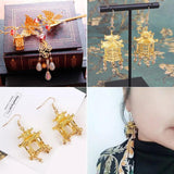 10Pcs 3D Chinese Architecture Alloy Charms Jewelry Making DIY Finding
