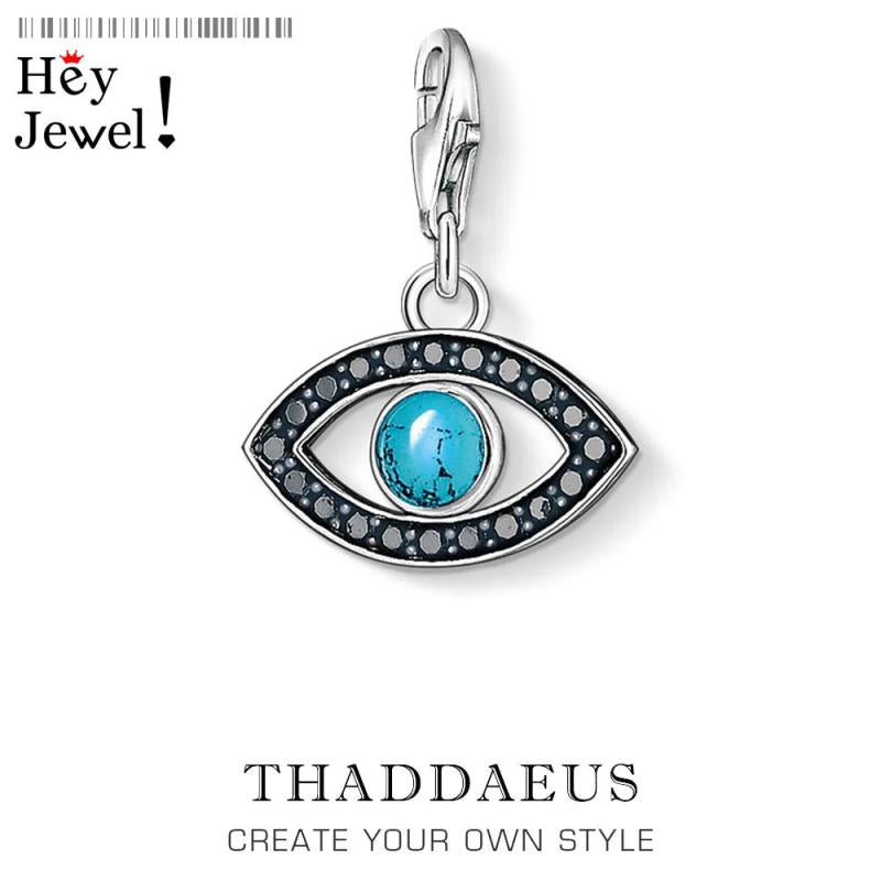 Vintage Turkey Eye Charm Pendant for Bracelet, Lucky Gift Jewelry Accessory