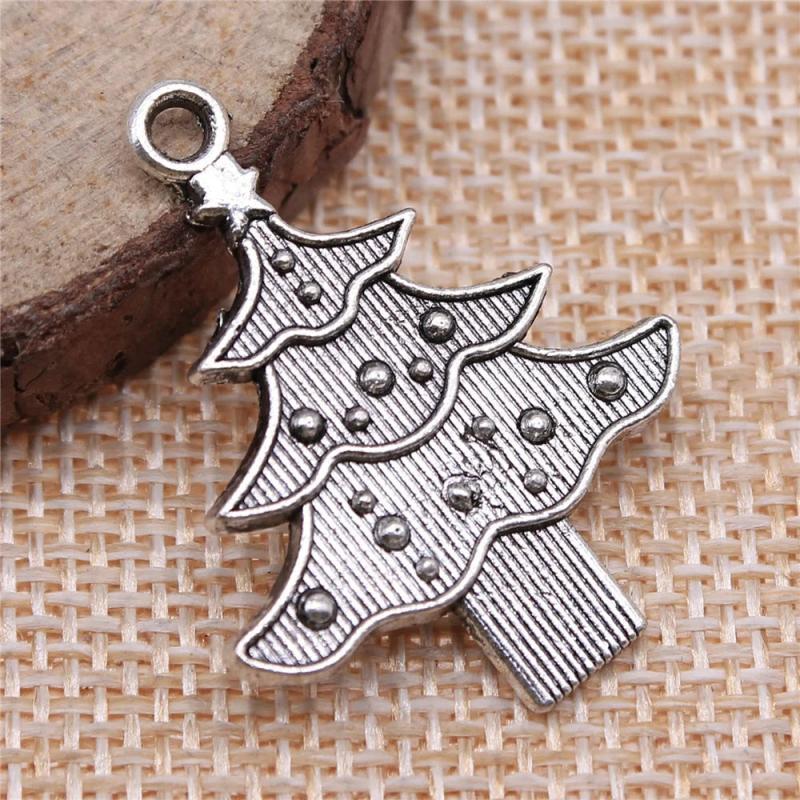 10pcs Christmas Tree Charms Antique Silver Jewelry Pendant Accessories