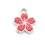 20Pcs Cherry Blossoms Enamel Charms for Jewelry Making