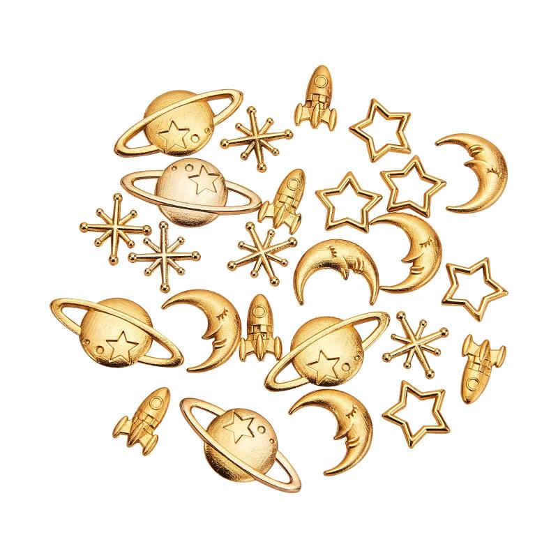 25Pcs Space Theme Alloy Epoxy Mold Cabochons Slime Charms for Jewelry Making