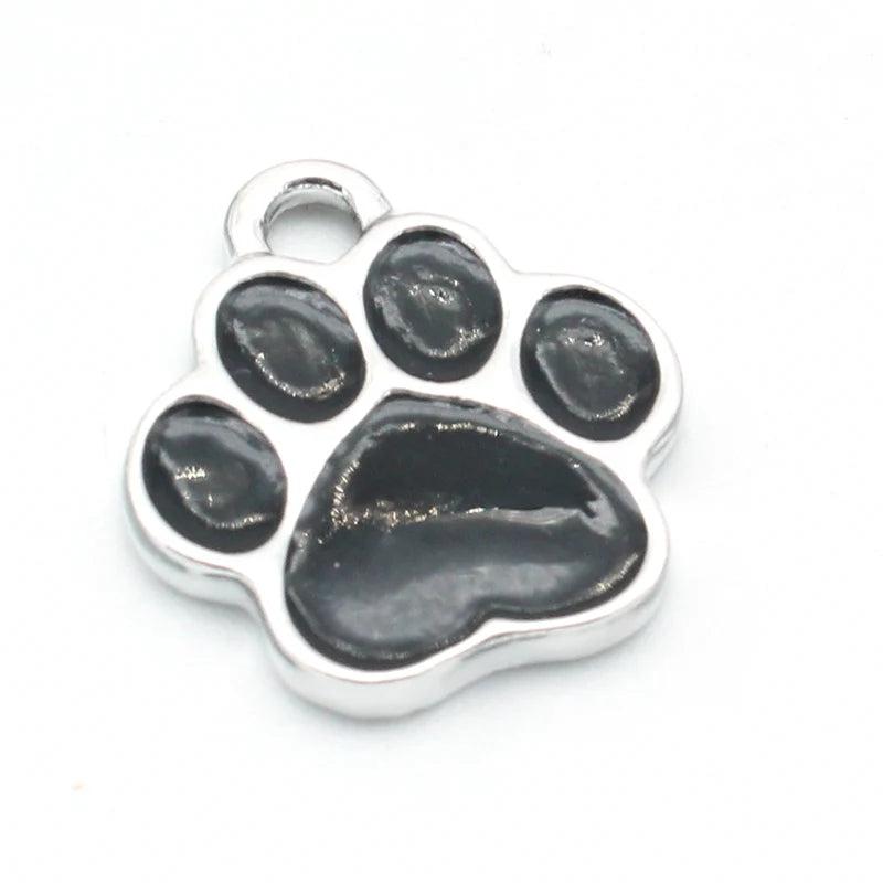 20Pcs Dog Footprint Charms Enamel Pendants for Jewelry Making