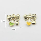 10pcs Zinc Alloy Bowknot Heart Cherry Enamel Charms for DIY Necklace Jewelry
