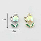 Zinc Alloy Tulip Flower Zircon Charms 10pcs/lot DIY Necklace Making