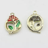 Enamel Flower Rose Charm 10pcs/lot DIY Necklace Making