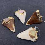 Coffee Acrylic Pendant with Natural Stone Crystal Inlay for DIY Holiday Jewelry