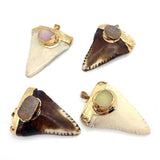 Coffee Acrylic Pendant with Natural Stone Crystal Inlay for DIY Holiday Jewelry