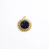 2 Pcs Gold-Plated Sun Pendant Charms with Stone