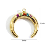 2pcs Stainless Steel 3D Moon Charm Pendant Colorful Crystal Rhinestone DIY