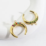 2pcs Stainless Steel 3D Moon Charm Pendant Colorful Crystal Rhinestone DIY