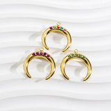 2pcs Stainless Steel 3D Moon Charm Pendant Colorful Crystal Rhinestone DIY
