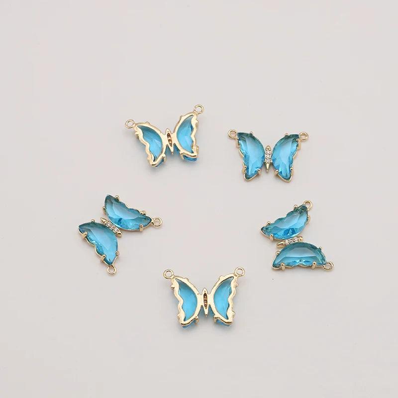 5pcs Clear Crystal Butterfly Charms for DIY Jewelry Making