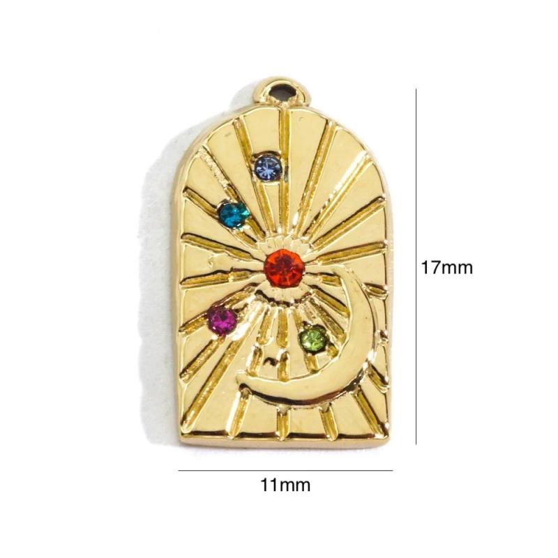 2pcs Stainless Steel 14K Evil Eye Flower Star Charm Pendant Crystal Rhinest