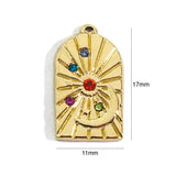 2pcs Stainless Steel 14K Evil Eye Flower Star Charm Pendant Crystal Rhinest
