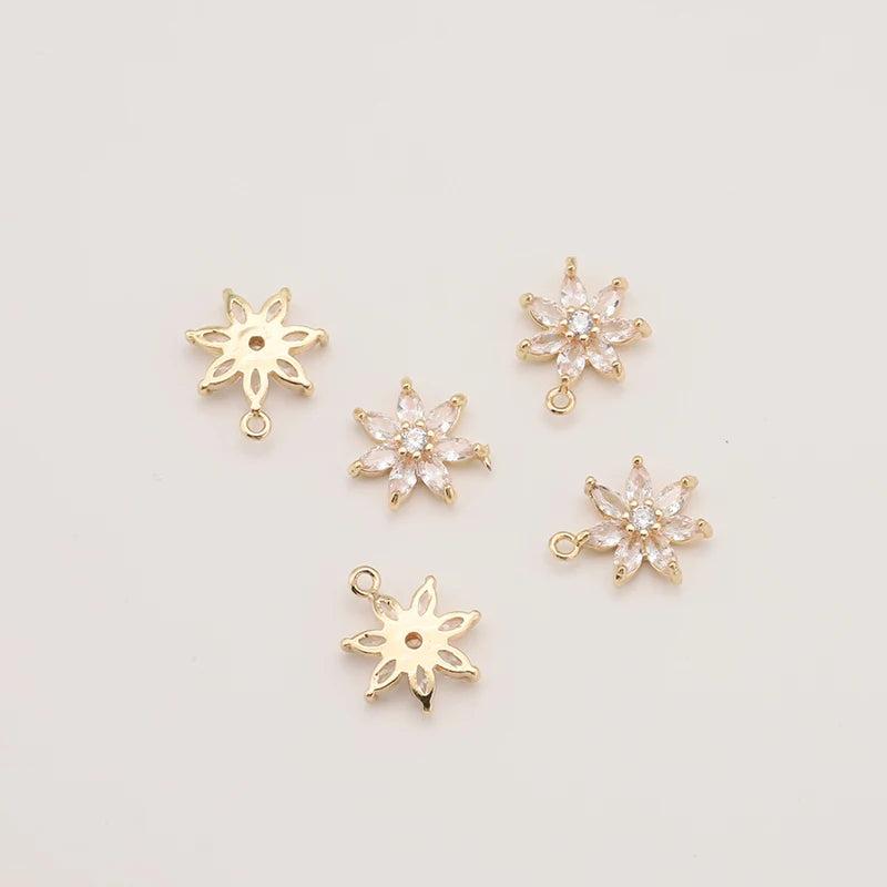 5PC Golden Snowflake Snow Christmas Pendant 16*13mm JA0577