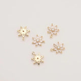 5PC Golden Snowflake Snow Christmas Pendant 16*13mm JA0577
