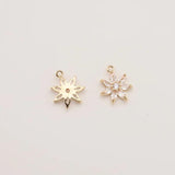 5PC Golden Snowflake Snow Christmas Pendant 16*13mm JA0577