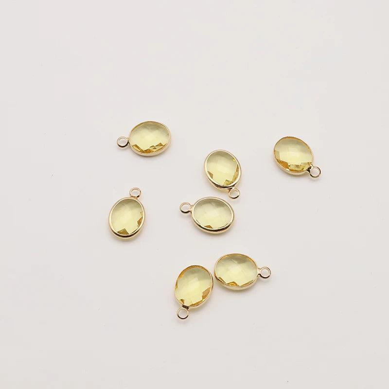 10Pcs Yellow Zircon Charms 18k Plated Pendant for Jewelry Making