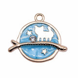 10pcs KC Plated Enamel Star Cat Charms DIY Jewelry Findings