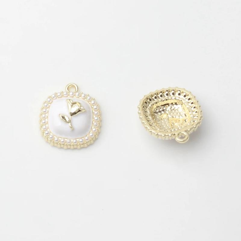 6pcs/lot Square Charms Crystal Inlaid DIY Jewelry Finding