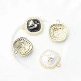 6pcs/lot Square Charms Crystal Inlaid DIY Jewelry Finding