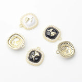 6pcs/lot Square Charms Crystal Inlaid DIY Jewelry Finding