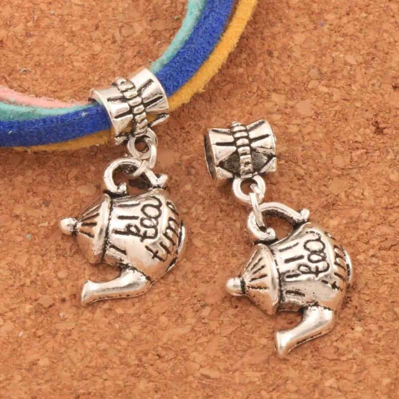Tea Time Teapot Big Hole Beads Dangle European Bracelet Jewelry 12Pcs B397
