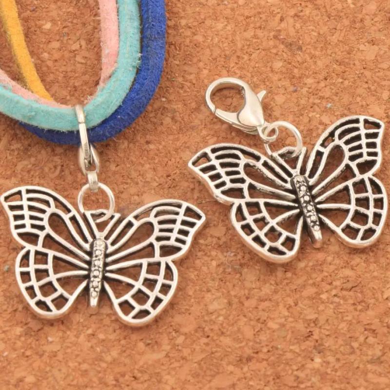 Hollow Butterfly Animal Clasp Charm Beads 15Pcs