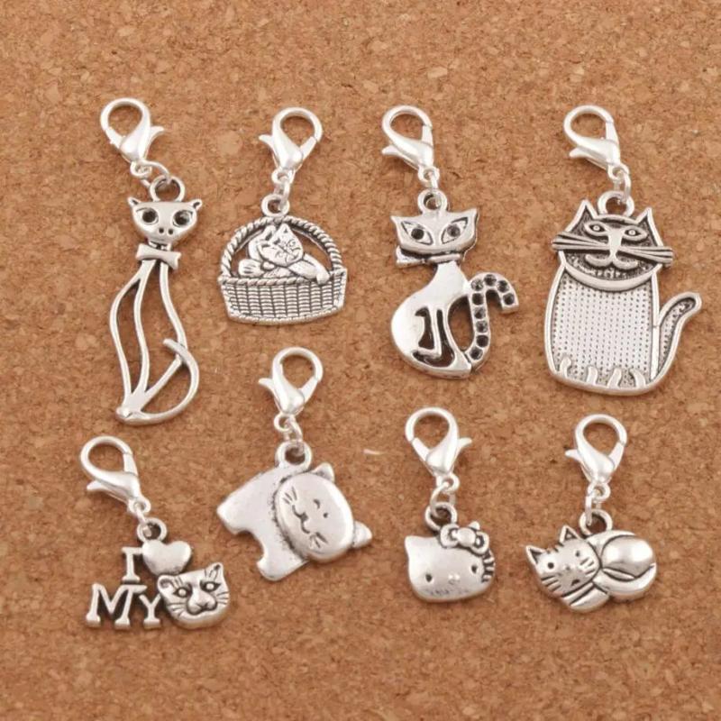 Tibetan Silver Cat Basket Clasp European Lobster Trigger Clip