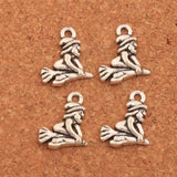 55pcs Witch On Broom Spacer Charm Beads Tibetan Silver Pendants L118