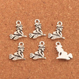 55pcs Witch On Broom Spacer Charm Beads Tibetan Silver Pendants L118