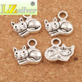50pcs Lying Cat Spacer Charm Beads Pendants DIY Jewelry L1153