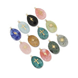 4pcs Stainless Steel Sun Star Cross Chokers with Rhinestone Pendants