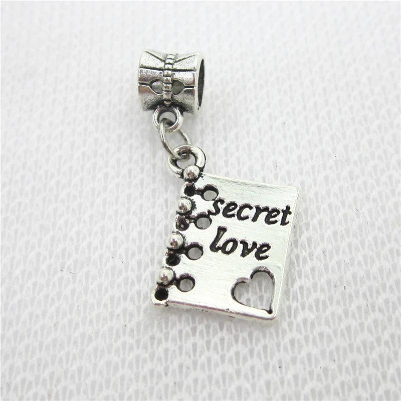 20pcs Secret Love Book Charms European Beads DIY Bracelet