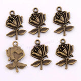 Antique Bronze Rose Spacer Charm Pendants Alloy Jewelry DIY