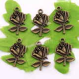 Antique Bronze Rose Spacer Charm Pendants Alloy Jewelry DIY