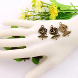Antique Bronze Rose Spacer Charm Pendants Alloy Jewelry DIY