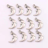 15Pcs Tibetan Silver Half Moon Face Spacer Charm Beads Pendants Alloy DIY