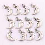 15Pcs Tibetan Silver Half Moon Face Spacer Charm Beads Pendants Alloy DIY