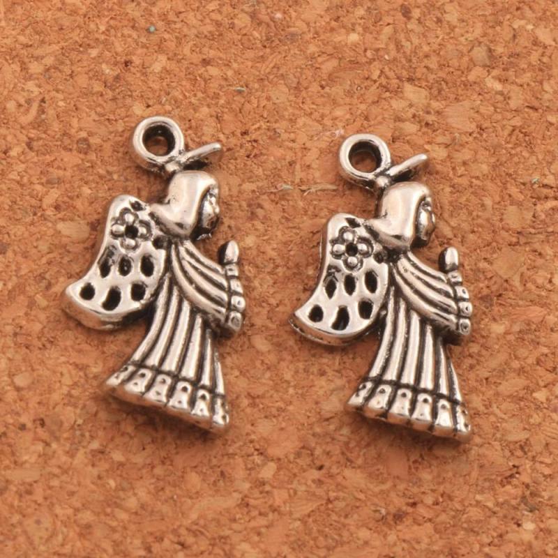 30Pcs Angel Flower Wings Spacer Charm Beads Tibetan Silver Pendants L102