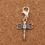 20pcs Dragonfly Heart Floating Lobster Clasps Beads 14.1x35.5mm Charms