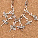 20pcs Dragonfly Heart Floating Lobster Clasps Beads 14.1x35.5mm Charms