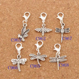 20pcs Dragonfly Heart Floating Lobster Clasps Beads 14.1x35.5mm Charms